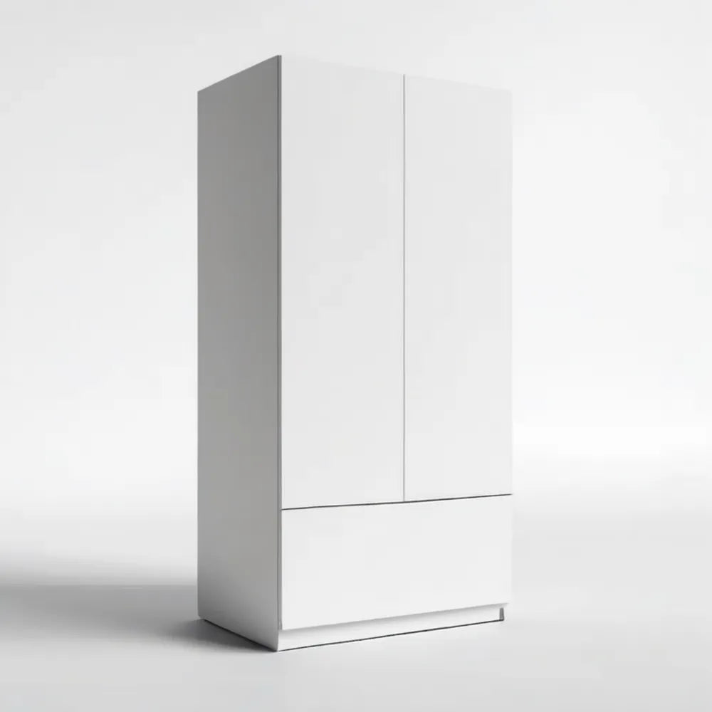 Biała szafa dwudrzwiowa z szufladą, płyta laminowana, 80 x 52 x 180 cm