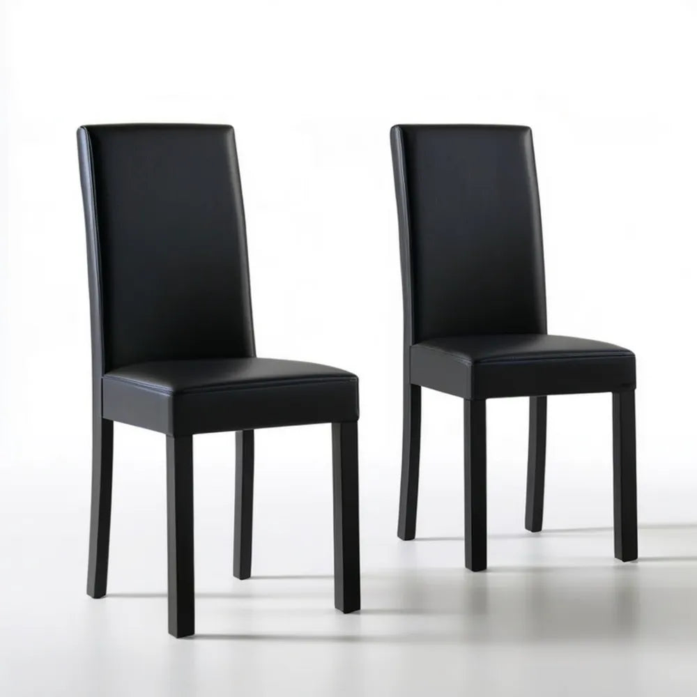 Zestaw 2 czarnych krzeseł z tapicerką z ekoskóry PVC, 42 x 52 x 95 cm