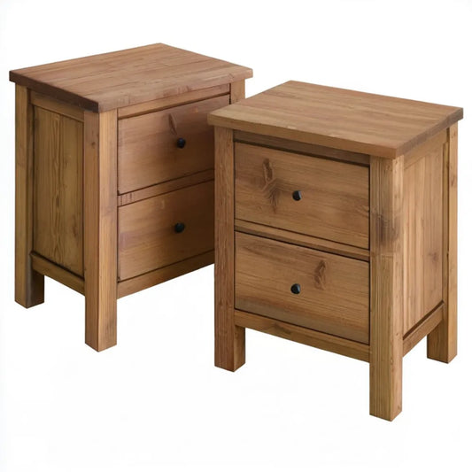 Zestaw 2 szafek nocnych z litego drewna sosnowego, naturalny brąz/czarny, 53 × 39 × 67 cm