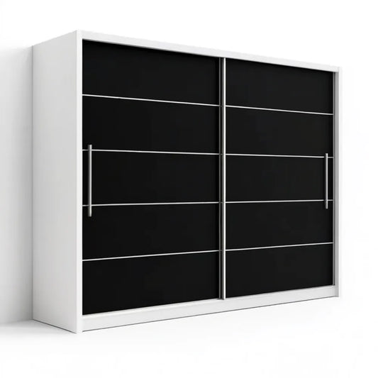 Dwudrzwiowa szafa przesuwna biało-czarna 200 x 62 x 215 cm