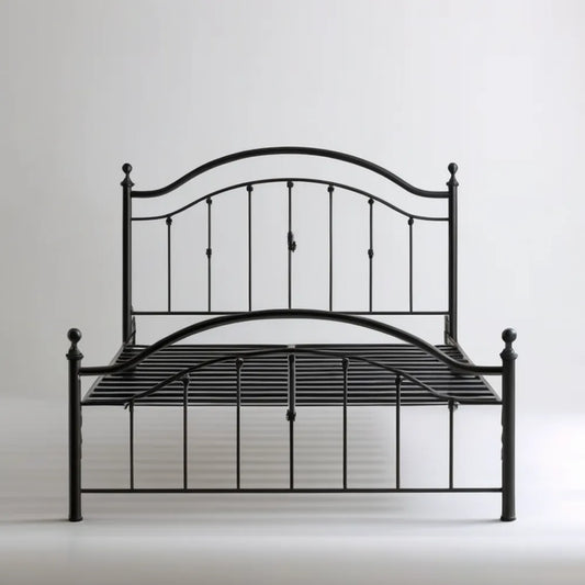 Czarne metalowe łóżko 160 x 200 cm z łukowym zagłówkiem i stelażem