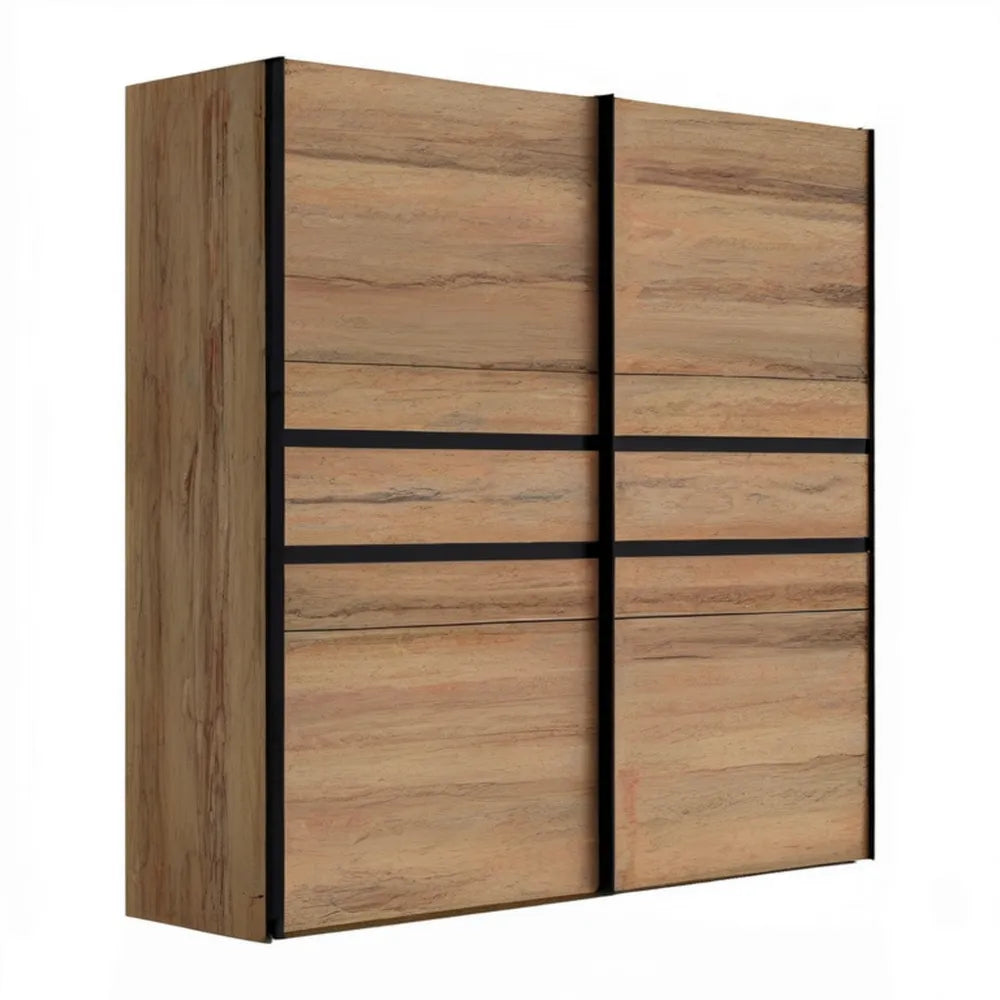 Dwudrzwiowa szafa przesuwna 180 x 60 x 200 cm, dąb naturalny/czarny