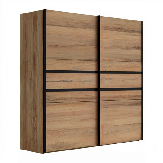 Dwudrzwiowa szafa przesuwna 180 x 60 x 200 cm, dąb naturalny/czarny