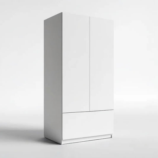 Biała szafa dwudrzwiowa z szufladą, płyta laminowana, 80 x 52 x 180 cm