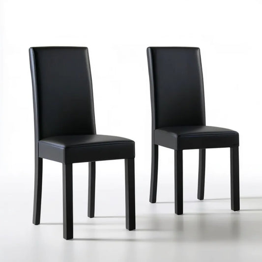Zestaw 2 czarnych krzeseł z tapicerką z ekoskóry PVC, 42 x 52 x 95 cm